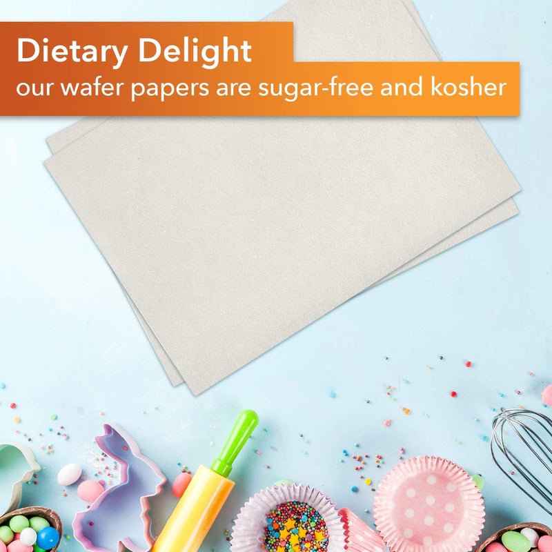 Oasis Supply 100 Piece Edible Rectangle Wafer Paper Pack, 8" by 11", White - Image 4