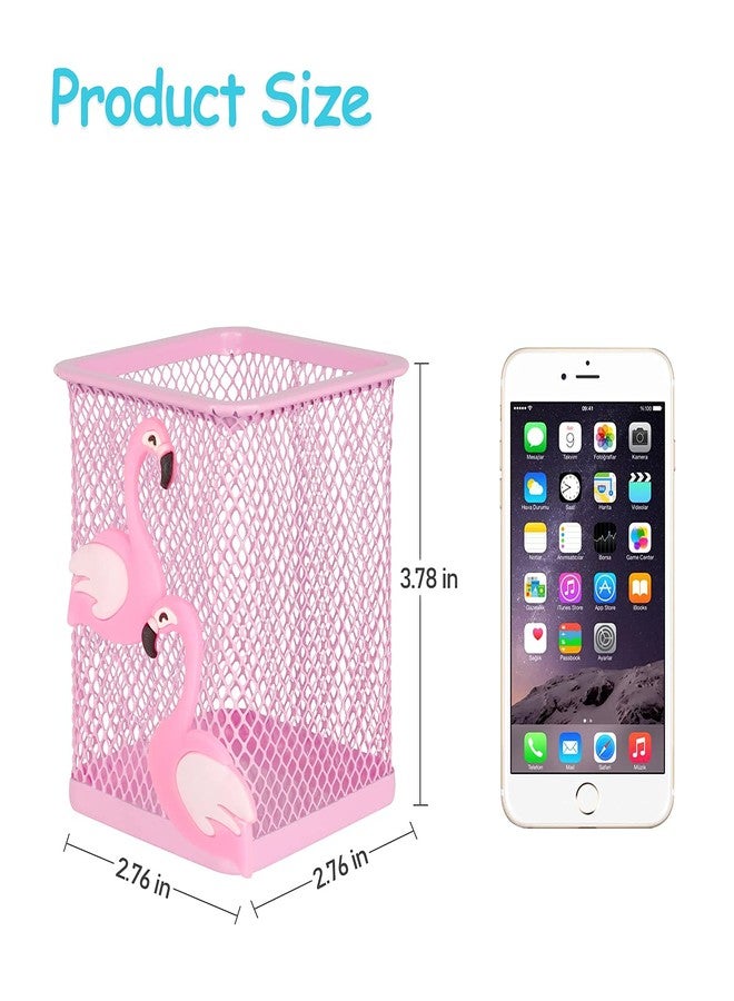 Trycooling 2 Pack Metal Cute Pen Pencil Holder Office Home Desk Square Pencil Cup Caddy Box Makeup Brush Holders for Girls (Square) - Image 5
