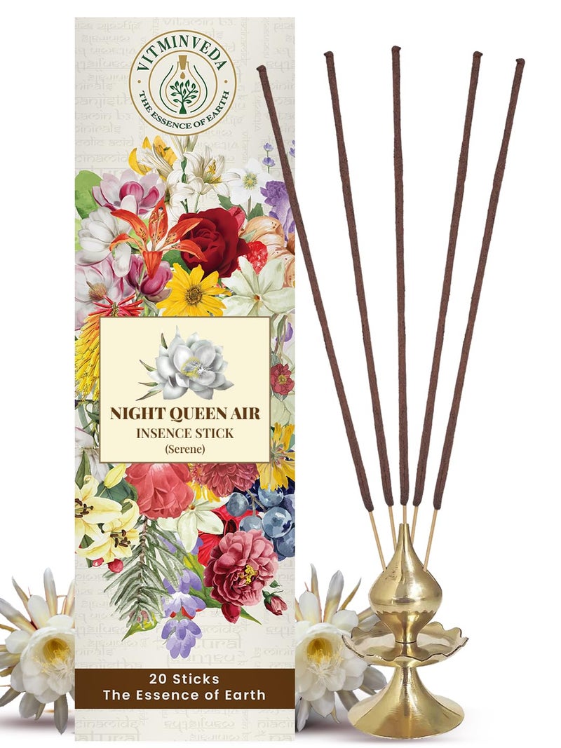 VITMINVEDA Nightqueen Incense Stick, Ratrani Agarbatti, Long Lasting Incense | Premium Incense | Luxury Incense | Natural Ayurvedic Incense for Puja Prayer (Stand Not Included) (Pack of 1) - Image 1