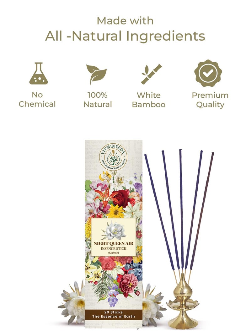 VITMINVEDA Nightqueen Incense Stick, Ratrani Agarbatti, Long Lasting Incense | Premium Incense | Luxury Incense | Natural Ayurvedic Incense for Puja Prayer (Stand Not Included) (Pack of 1) - Image 5