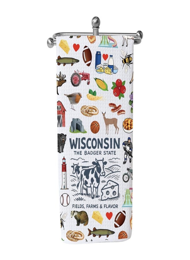 WCGXKO Wisconsin Souvenir Gift The Badger State Kitchen Towel Wisconsin Moving Dish Towel Summer Vacation Gift (Wisconsin Towel) - Image 1
