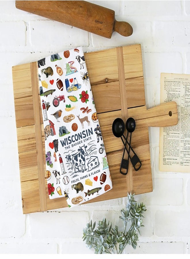 WCGXKO Wisconsin Souvenir Gift The Badger State Kitchen Towel Wisconsin Moving Dish Towel Summer Vacation Gift (Wisconsin Towel) - Image 3