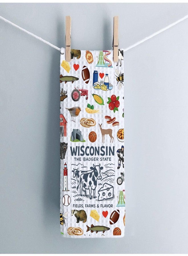 WCGXKO Wisconsin Souvenir Gift The Badger State Kitchen Towel Wisconsin Moving Dish Towel Summer Vacation Gift (Wisconsin Towel) - Image 4