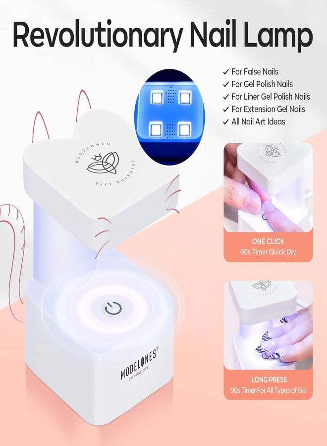 modelones Medium Square Gel Nail Tips Kit, 9-in-One Nail Glue with Portable U V Lamp 216Pcs 12Sizes Pre-Etched Press ons Fake Acrylic Extension Kit DIY Salon Gift for Women - Image 4