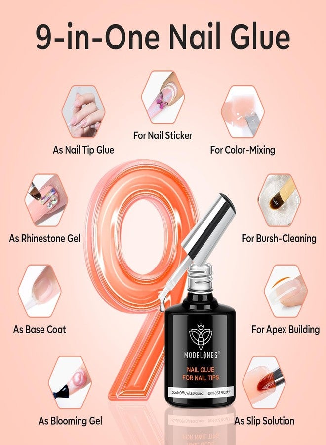 modelones Medium Square Gel Nail Tips Kit, 9-in-One Nail Glue with Portable U V Lamp 216Pcs 12Sizes Pre-Etched Press ons Fake Acrylic Extension Kit DIY Salon Gift for Women - Image 5