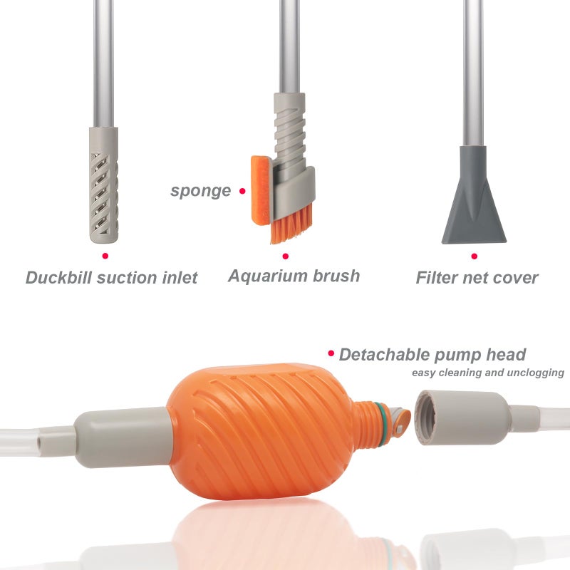 AREPK Compact Aquarium Siphon Vacuum and Water Changer Kit with Cleaning Brush. Perfect for Simultaneous Water Changing and Cleaning in Small Fish Tanks. Gravel and Sand Cleaning. - Image 2