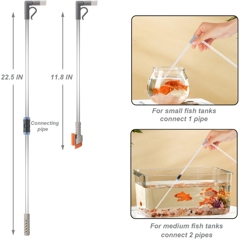 AREPK Compact Aquarium Siphon Vacuum and Water Changer Kit with Cleaning Brush. Perfect for Simultaneous Water Changing and Cleaning in Small Fish Tanks. Gravel and Sand Cleaning. - Image 5