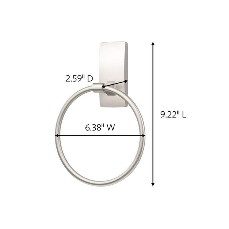 Command Hand Towel Holder Satin Nickel with Water Resistant Command Strips, Rust Resistant Bathroom Organizer, Holds up to 5 lbs - Image 2