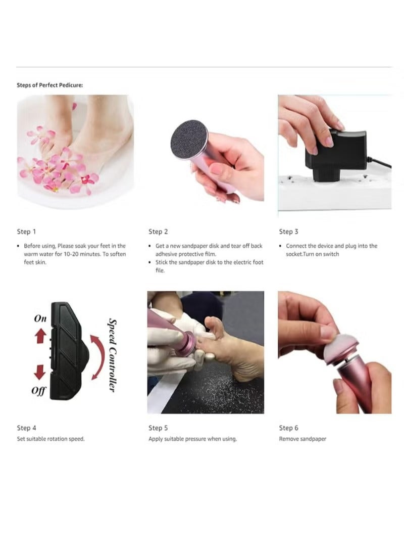 Milatech Electric Callus Remover, Foot File Pedicure Tool with Speed Controller and 60pcs Replacement Sandpaper Disk for Men Women Dead Dry Crack Skin Calluses - Image 4