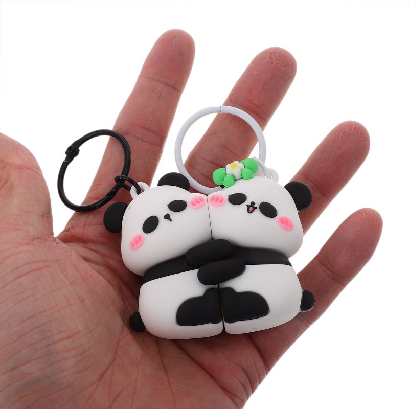 1 Pair Cute Panda Keychain Magnetic Doll Pendant Keyring for Bags Backpacks Purses Car Keys Animal Charms Panda Pendant for Women - Image 4