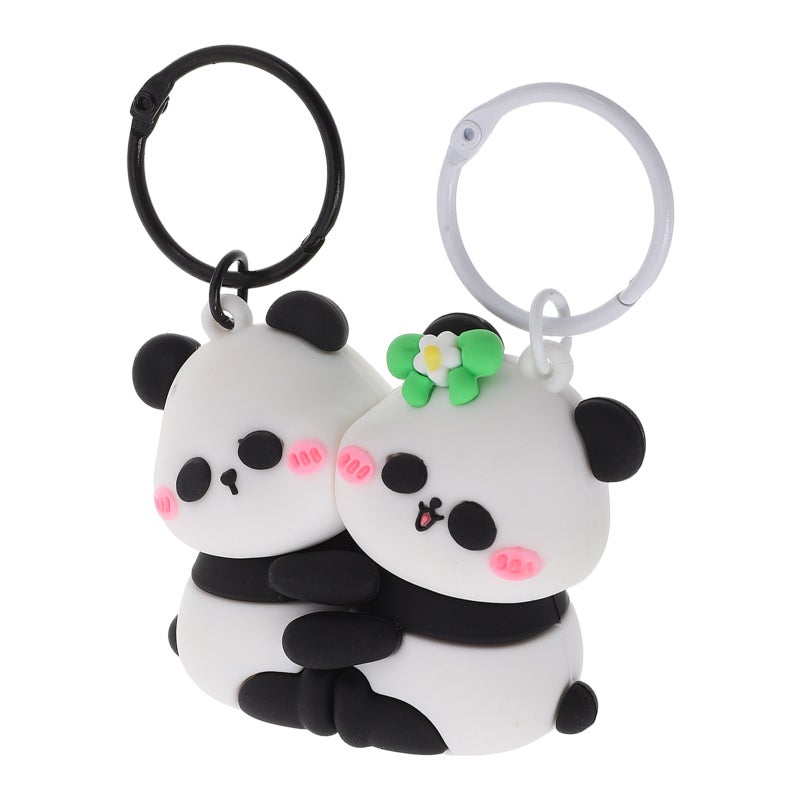 1 Pair Cute Panda Keychain Magnetic Doll Pendant Keyring for Bags Backpacks Purses Car Keys Animal Charms Panda Pendant for Women - Image 1