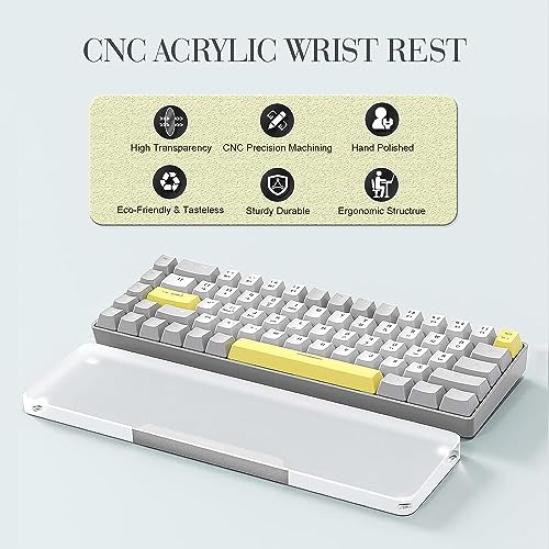 SELORSS Acrylic Keyboard Wrist Rest -80% TKL Mechanical Keyboard- CNC Aluminum Alloy Customized Logo Desk Wrist Support for Computer Keyboard,Anti-Slip Base,Wrist Pad for Office & Home,Silver - Image 2