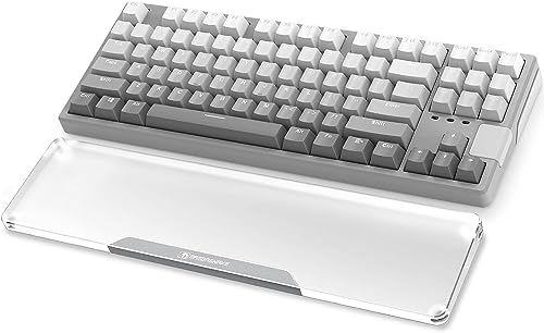 SELORSS Acrylic Keyboard Wrist Rest -80% TKL Mechanical Keyboard- CNC Aluminum Alloy Customized Logo Desk Wrist Support for Computer Keyboard,Anti-Slip Base,Wrist Pad for Office & Home,Silver - Image 1