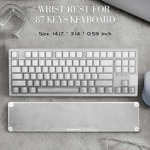 SELORSS Acrylic Keyboard Wrist Rest -80% TKL Mechanical Keyboard- CNC Aluminum Alloy Customized Logo Desk Wrist Support for Computer Keyboard,Anti-Slip Base,Wrist Pad for Office & Home,Silver - Image 4