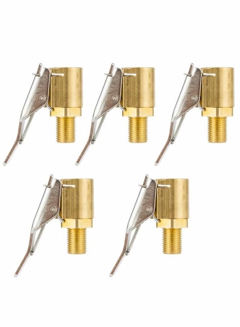 5pcs Brass Air Chuck Tire Air Chuck Heavy Duty Lock on Tire Inflator Chuck with Clip for Tire Inflator Gauge Compressor Accessories - Image 1