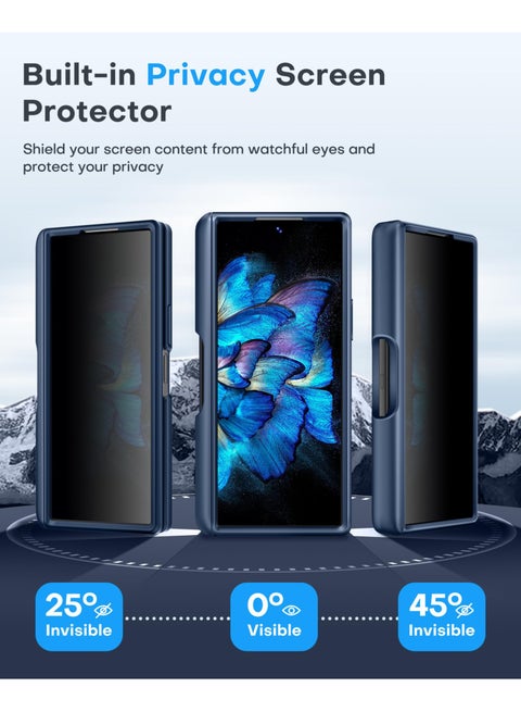 BERFY Magnetic for Samsung Galaxy Z Fold 6 Case with Privacy Screen  Protector, [Compatible with MagSafe][Anti Spy]Built-in S Pen Holder &  Kickstand, Full-Body Shockproof Phone Case for Z Fold 6, Blue |