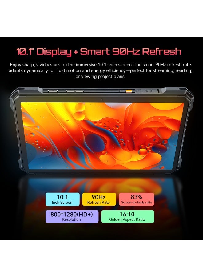Cubot تاب كيوبوت كينغ كونغ مركز القيادة الخارجي الخاص بك، بطارية سوبر بسعة 15300 مللي أمبير، شاشة بحجم 10.1 بوصة، حتى 16 جيجابايت من ذاكرة الوصول العشوائي + 256 جيجابايت من التخزين، كاميرا خلفية بدقة 48 ميجابكسل، دعم لبطاقتي نانو SIM، حامل من سبائك الألومنيوم وحزام كتف، ضوء تخييم مدمج، مكبرات صوت ستيريو مزدوجة. - Image 4