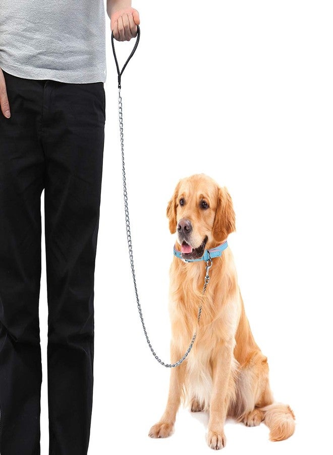 CozyCabin Chain Dog Leash, 4FT Heavy Duty Chain Link Dog Leash Anti Chew Durable Chain Leash with Black Comfortable Soft Padded Handle for Large & Medium Dogs, 50 inch - Image 2