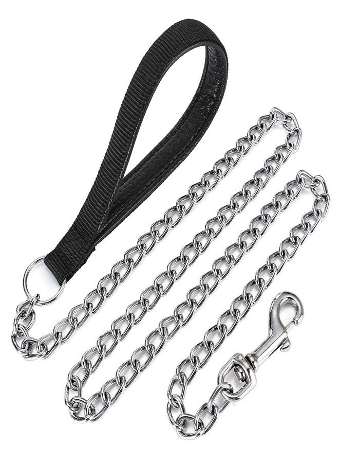 CozyCabin Chain Dog Leash, 4FT Heavy Duty Chain Link Dog Leash Anti Chew Durable Chain Leash with Black Comfortable Soft Padded Handle for Large & Medium Dogs, 50 inch - Image 1