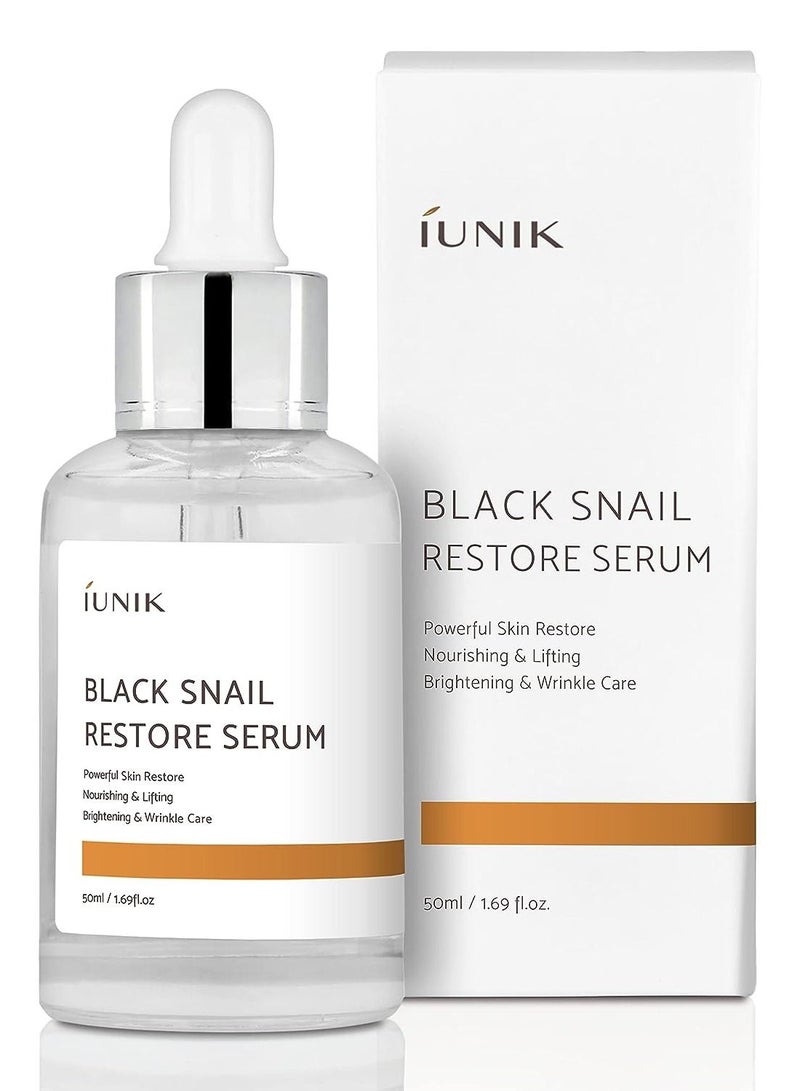 iUNIK 70% Black Snail Mucin Restore Serum Centella Essence Quick-absorption Deep Hydration Dark Spots Fine Lines Oily Sensitive Acne-prone Combination Repair Damaged Lifting Sagging Mature Skin No Clo - Image 1