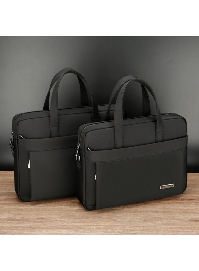 Chaowei Paul Men's Handbag Large Capacity Business Briefcase Full Oxford Canvas A4 Document Data Computer Bag-Color:Black-Size:14inch - Image 2