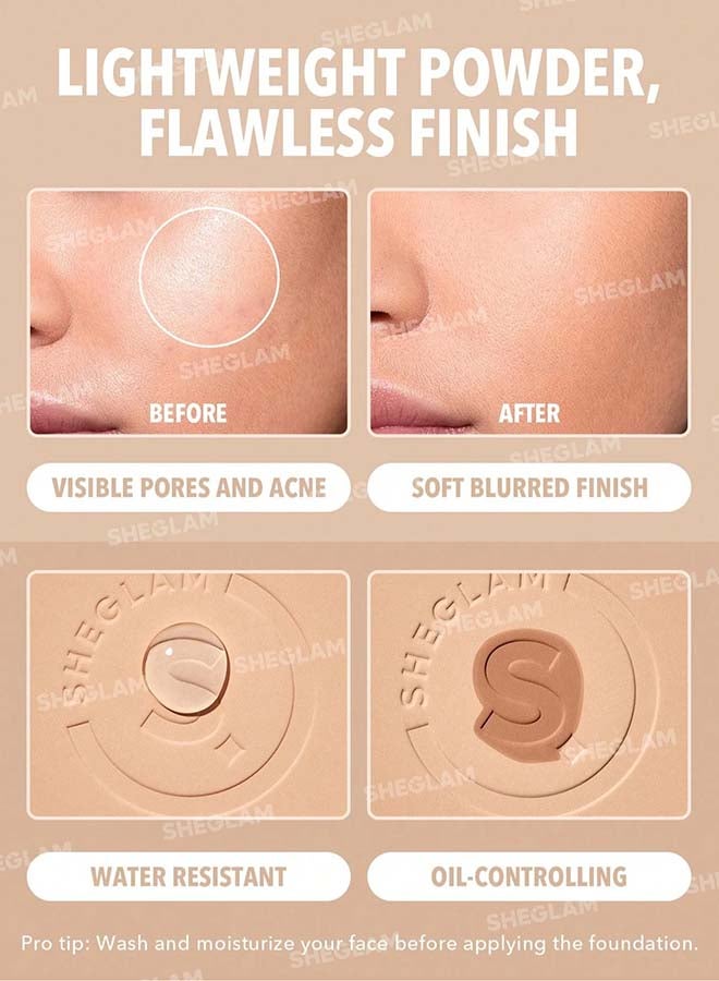 SHEGLAM Skin-Focus High Coverage Powder Foundation Porcelain - Image 4