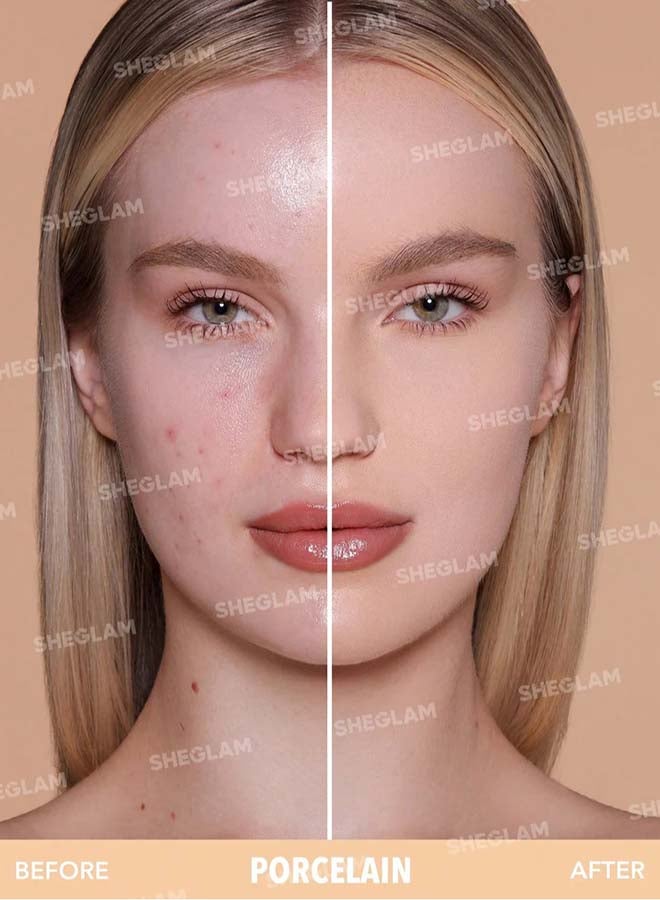 SHEGLAM Skin-Focus High Coverage Powder Foundation Porcelain - Image 2