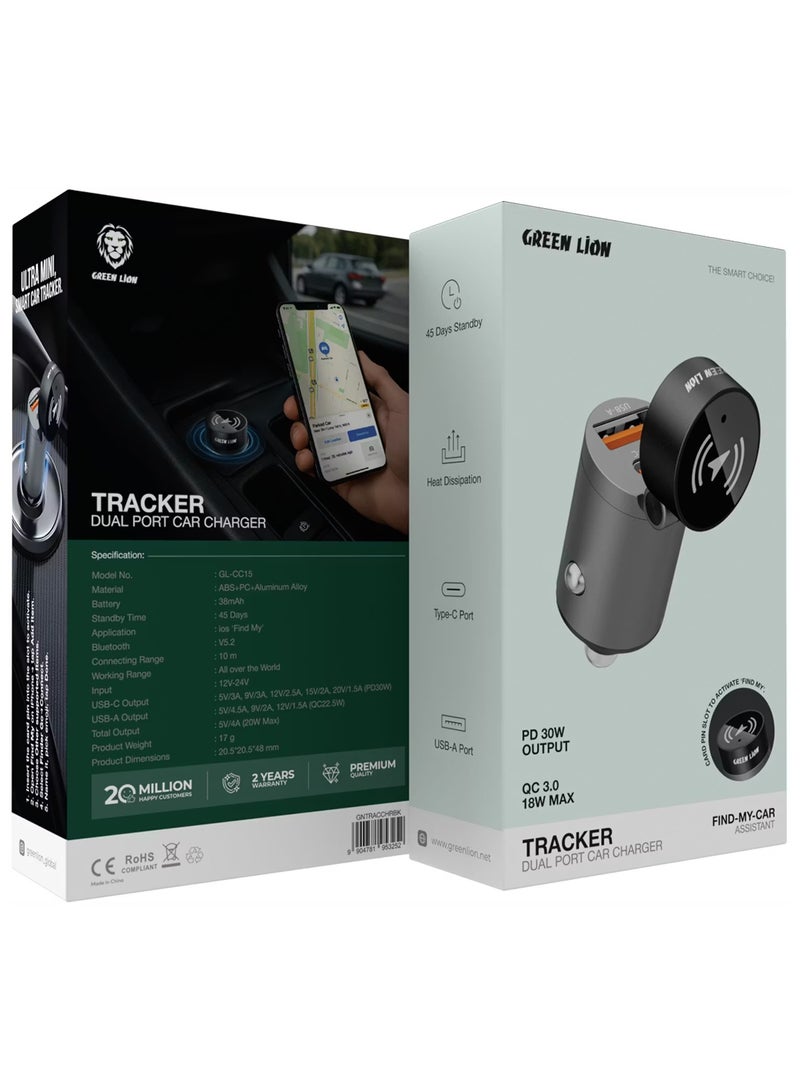Green Lion Dual Port Car Charger with Tracker - Image 1