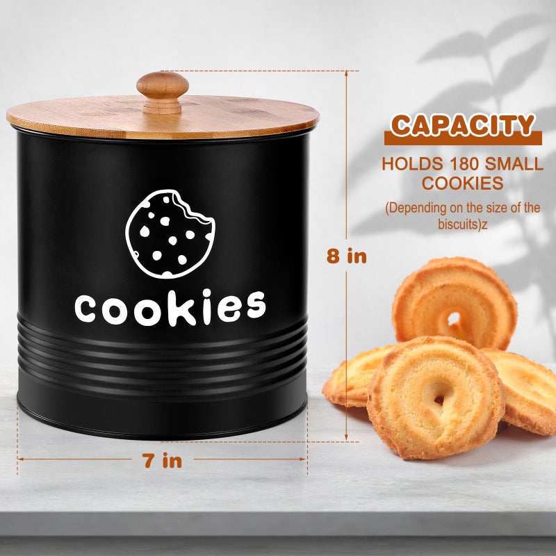 LUKMILEE Cookie Jars with Lids Airtight, Large Cookie Tins, 1.5 Gallons Cookie Jar for Kitchen Counter Decorative, Farmhouse, Christmas, Mother's Day Gift Cookie Storage Containers (Black) - Image 4