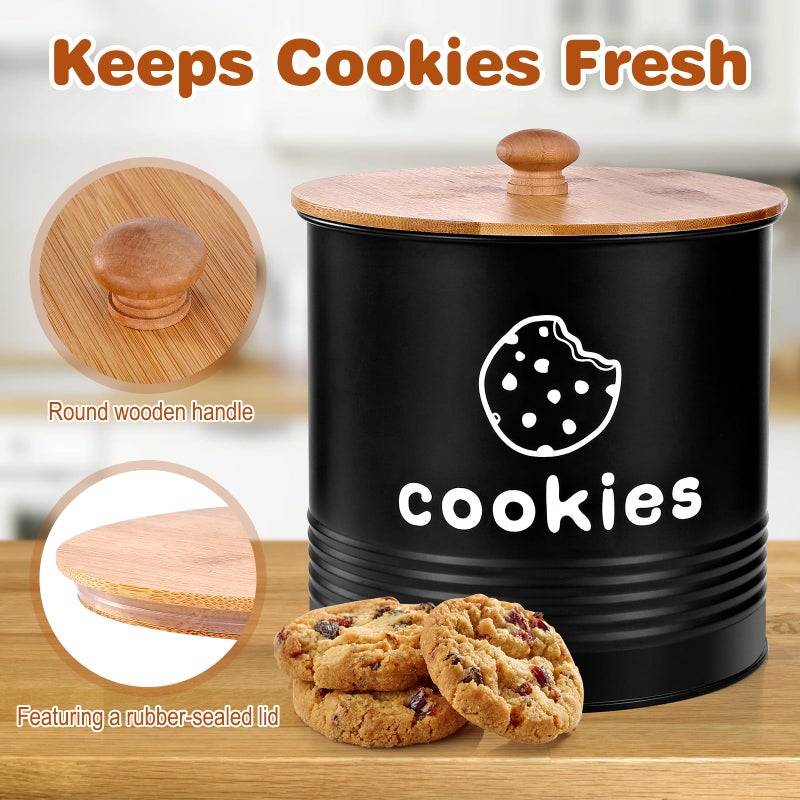 LUKMILEE Cookie Jars with Lids Airtight, Large Cookie Tins, 1.5 Gallons Cookie Jar for Kitchen Counter Decorative, Farmhouse, Christmas, Mother's Day Gift Cookie Storage Containers (Black) - Image 2