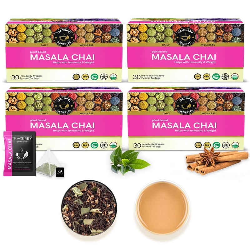 TEACURRY Masala Tea (120 Tea Bags, 4 Months Pack) | Help with Boosts Immunity and Fight Infections | Masala Chai - Image 1