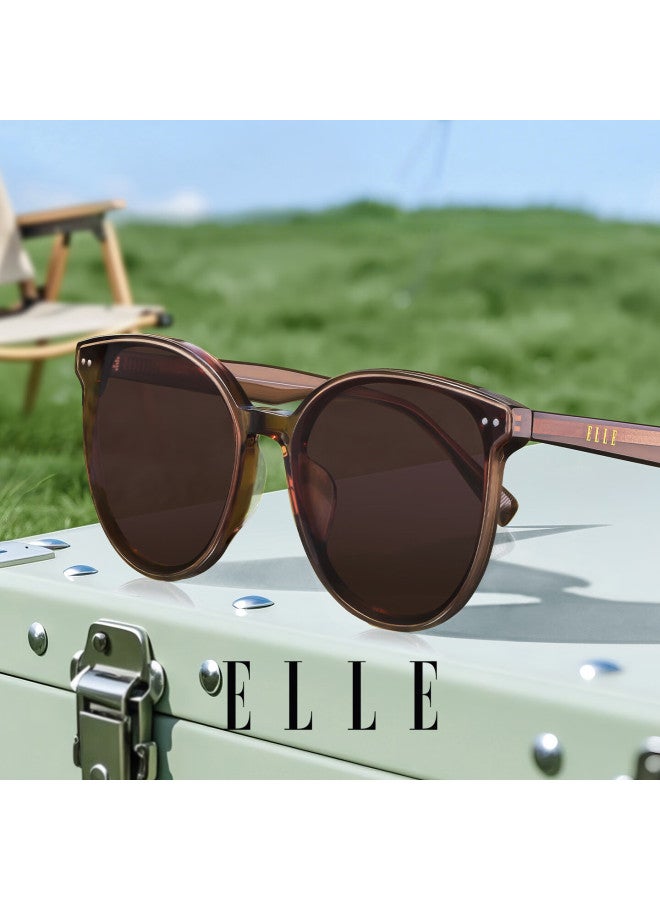 Elle Classic Large Frame Sungl For Women, Face-slimming Effect, Small Eyes, Everyday Sun Protection And Travel Sungl - Image 1