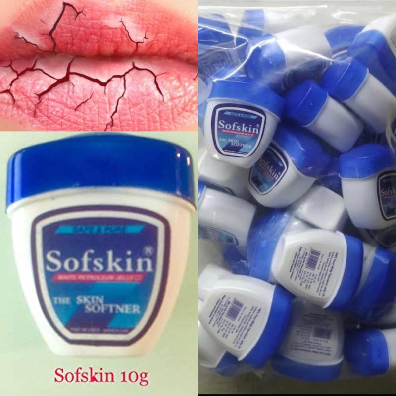 SOFSKIN USA Brand Lip Care 100 Pure White Petroleum Jelly IP No Smell pH 55 No skin allergy  10 gm  20 Jars - Image 1