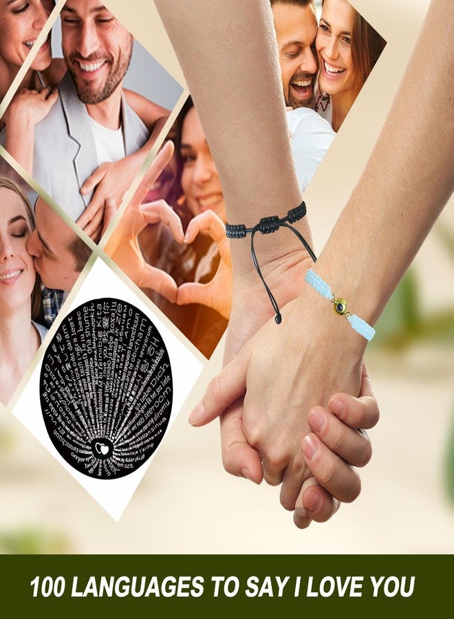 Yihoon Father's Day Gift I Love You 100 Languages Matching Couple Bracelets Adjustable Braided Rope Handmade Inspirational Chain Charm Special Day Gifts for Men Women (B3299-4) - Image 3