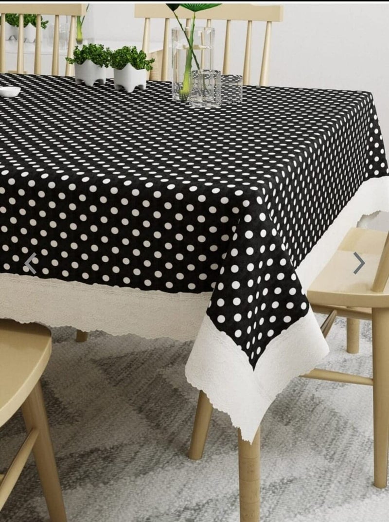 CASANEST Polka Dot Heavy Premium Table Cover Polyester Backing Fit 68 Seater 60x90 Inch Black dot printed003 - Image 1