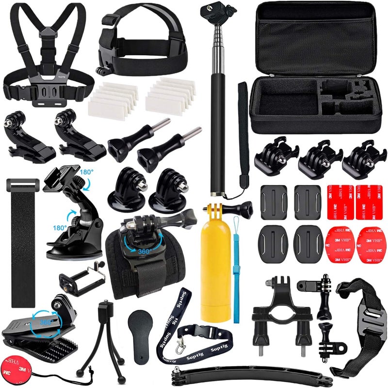 Suptig Accessories Kit Compatible for Gopro Hero 13/Hero12/11/10/9/8/7/6/5/4/3/3+/2/Session gopro Max2 Gopro Fusion DJI Action 5 pro/5/4/3, Insta360 X5/X4, AKASO Action Camera Accessories - Image 1