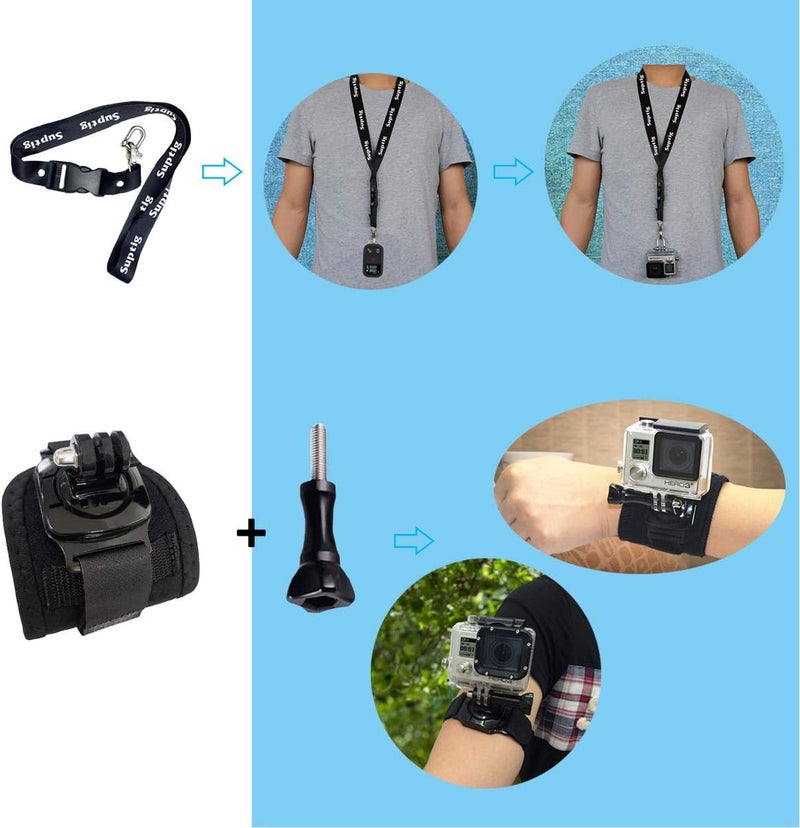 Suptig Accessories Kit Compatible for Gopro Hero 13/Hero12/11/10/9/8/7/6/5/4/3/3+/2/Session gopro Max2 Gopro Fusion DJI Action 5 pro/5/4/3, Insta360 X5/X4, AKASO Action Camera Accessories - Image 5