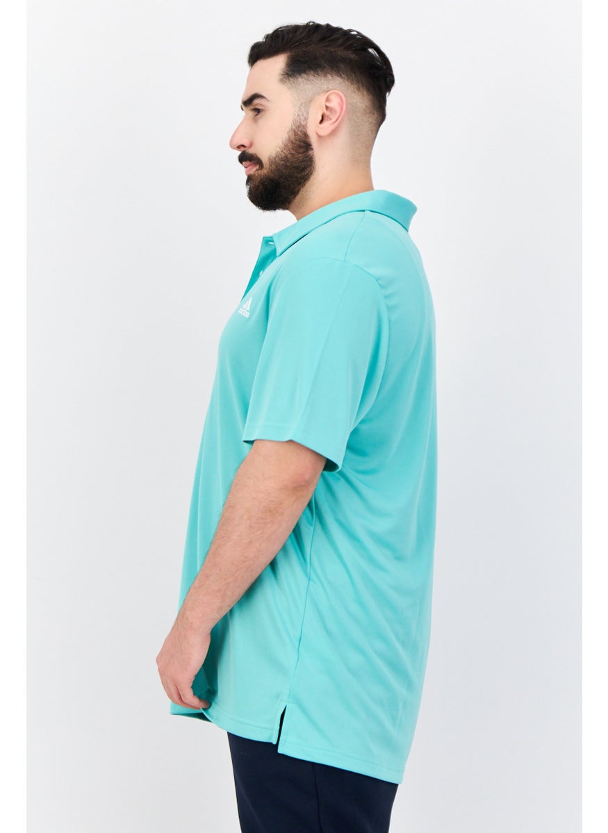 Adidas - Men Sportswear Fit Short Sleeve Brand Logo Training Polo T Shirt, Turquoise - Image 1