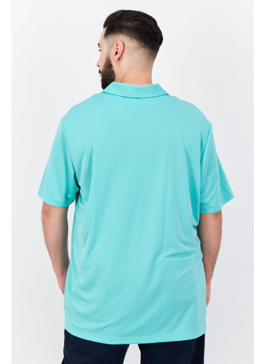Adidas - Men Sportswear Fit Short Sleeve Brand Logo Training Polo T Shirt, Turquoise - Image 1