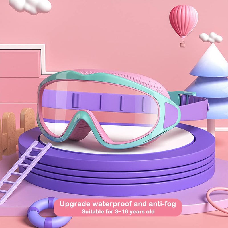 Proberos ® Swimming Goggles for Kids Big Frame Leakproof Swimming Goggles for Children Kids Swim Goggles with Anti Fog and UV Protection for Boys Girls for Age 2-16(Pink) - Image 2