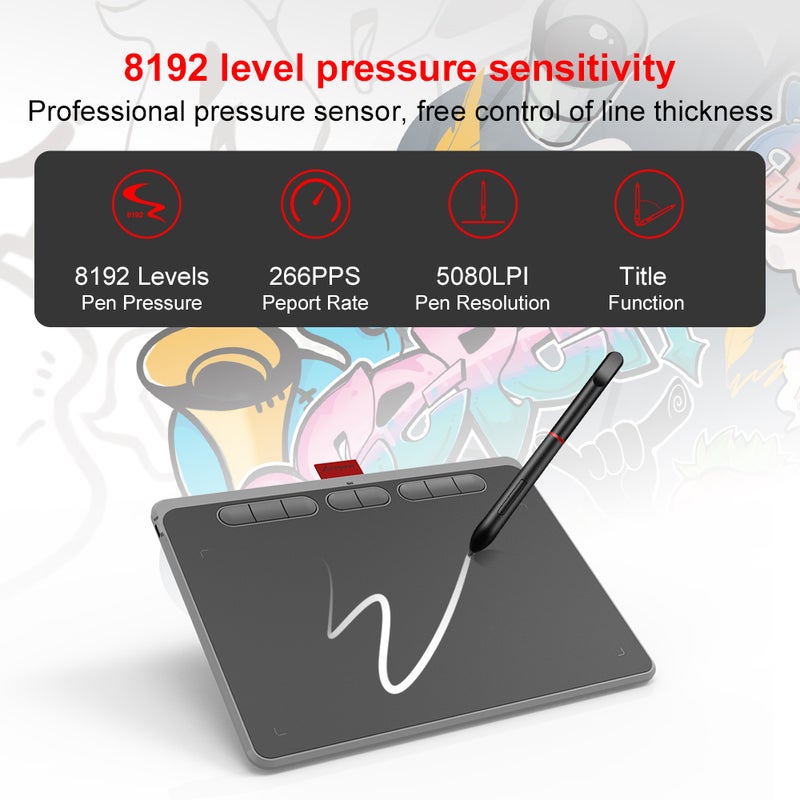 Graphics Drawing Tablet Ultra-thin Art Creation Sketch with Battery-free Stylus 8 Pen Nibs 8192 Levels Pressure 8 Customized Shortcut Keys Compatible with Windows Android Phone OTG 9*5 in for Drawing Designing Teaching Online Course Teachers Students - Image 3