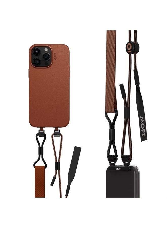 MOFT Phone Lanyard, Universal Adjustable Detachable Crossbody Long Lanyard with Phone Patch, Compatible with Most Smartphones, Bare Phone, Length up to 150cm, Sienna Brown - Image 1