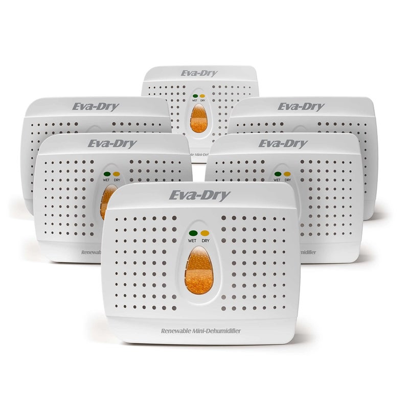 Eva-Dry EvaDry E333 6pack Wireless Mini Dehumidifier Top Moisture Absorber for Small Spaces Rechargeable  Portable Perfect for Pantries Cars RV  Gun Safes Closets  Travel