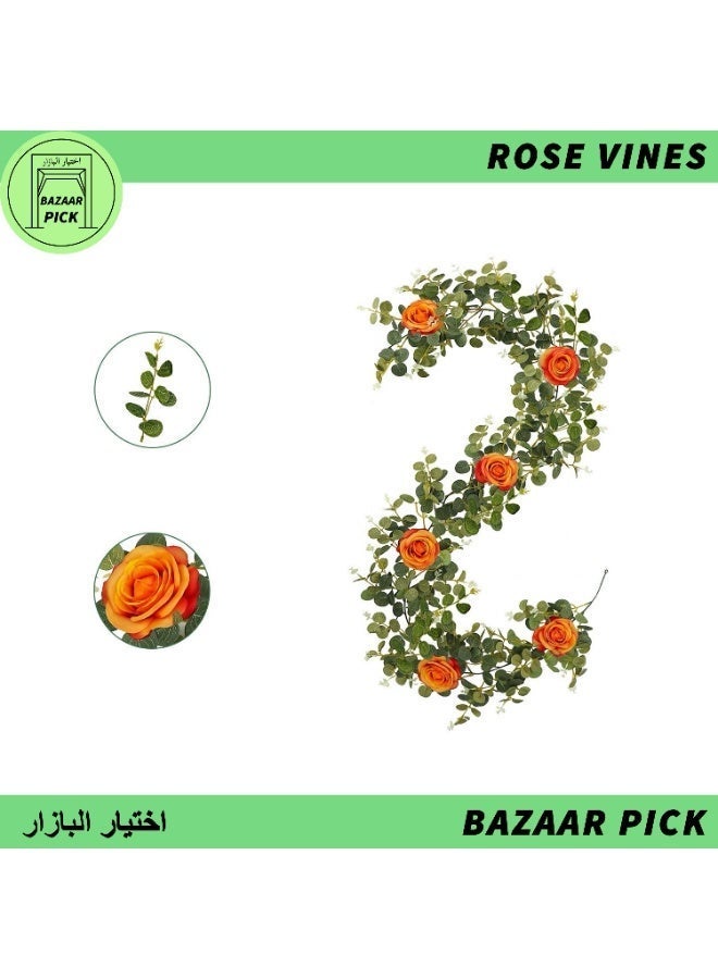 Elegant Artificial Rose Garland Set - 2 Pack Hanging Floral Vines for Wedding Arch, Wall Decor & Indoor/Outdoor Garden Aesthetics - Image 3