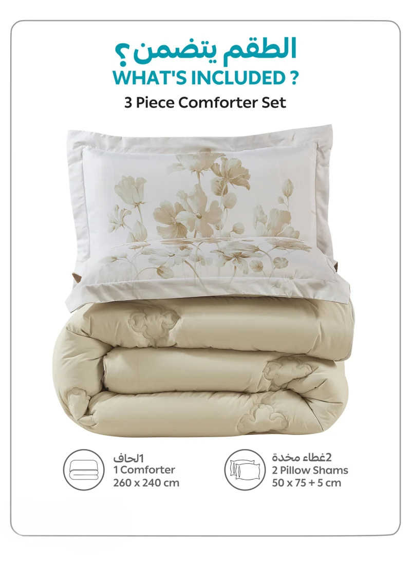 Donetella KING 3Pcs Bedding Comforter Set, King Size 240x260 cm - 3-Pcs Digital Print Quilted Bed Set, Microfiber Fabric - 1 Comforter And 2 Pillow Shams  | Best Price UAE