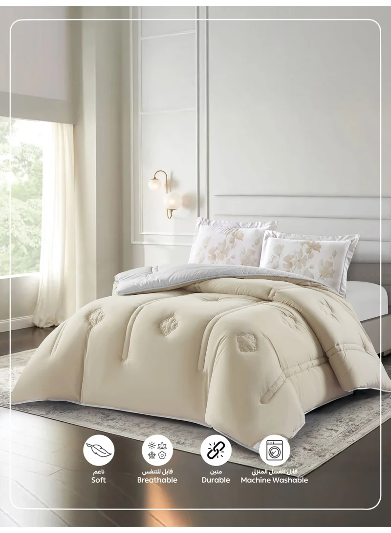 Donetella KING 3Pcs Bedding Comforter Set, King Size 240x260 cm - 3-Pcs Digital Print Quilted Bed Set, Microfiber Fabric - 1 Comforter And 2 Pillow Shams  | Best Price UAE