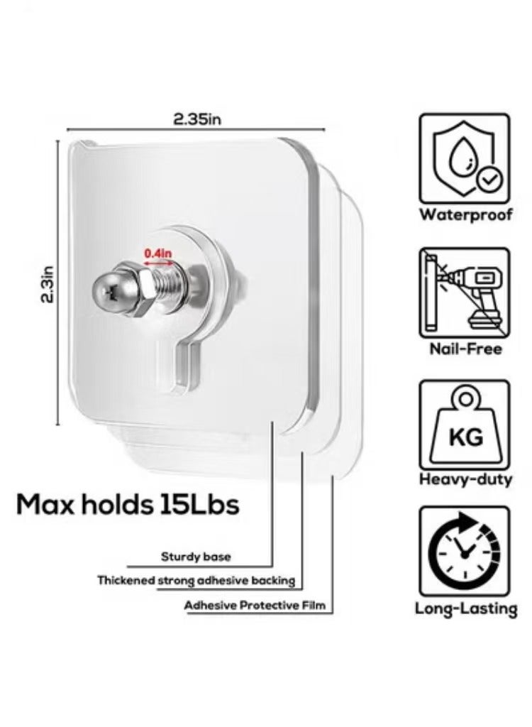 خطافات لاصقة شديدة التحمل - خطافات تثبيت على الحائط بدون مسامير، مقاومة للماء والصدأ، قطر 16 مم، عبوة من 20 قطعة ل الأرفف/الأدوات - Image 2