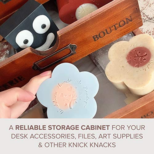 Primo Supply Stackable Apothecary Cabinet 4 Drawer Desk Organizer - Vintage Library Card Catalog Wood Storage Box - Office Desktop Dresser for Stationery, Thread Embroidery, Sewing, Crafts, Junk Drawer & Supplies - Image 5