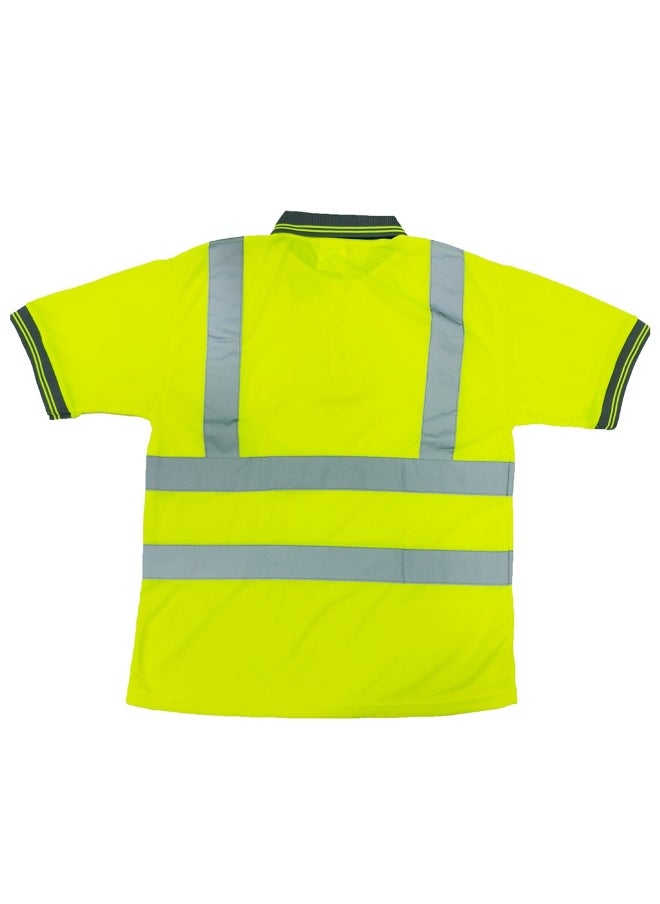 TAHA Safety Dry Fit Material Polo  Shirt with Reflective Strips | 100% Polyester for Industrial Use & Hazardous Environments  | Yellow  | Size-M  - Image 2