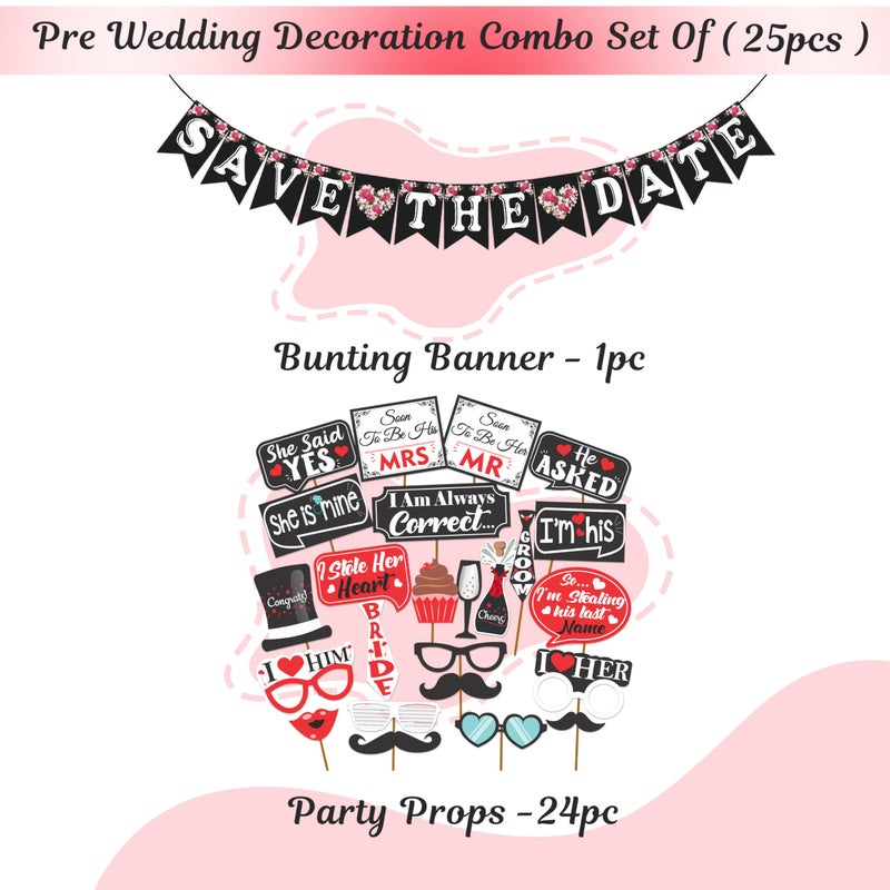 Wobbox Pre-Wedding Party Props and Banner, Pre Wedding Party Decorations Kit (21Pc)(FP3645) - Image 2